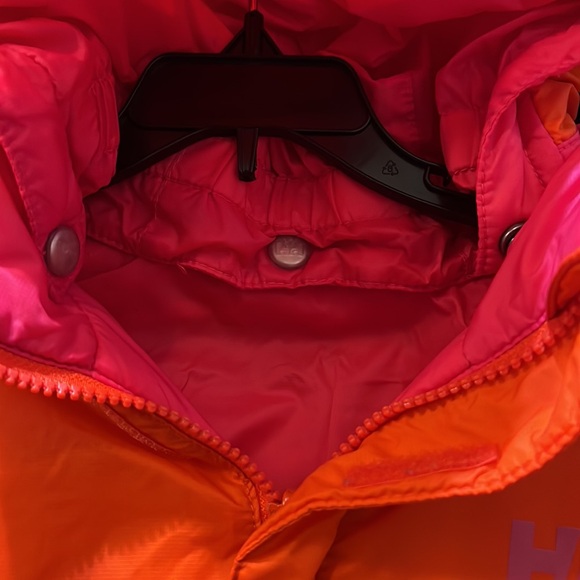 Girls HellyHansen Jacket Reversible Orange/Pink! Detach Hood, Zip and Velcro Sz4 - Picture 3 of 5